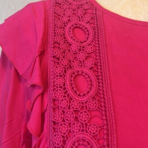 jodifl Hot Pink Lace Front Top Size S - Picture 2 of 7